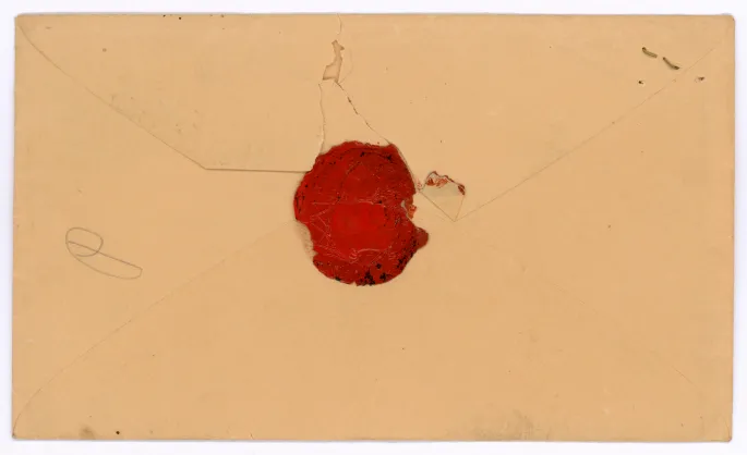 پاکت نامه بسیار قدیمی که با کوک قرمز مهر شده است